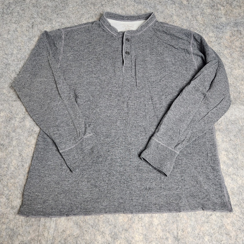 LL Bean River Driver Henley Shirt Men XL Reg Two Layer Wool Blend Gorpcore Warm